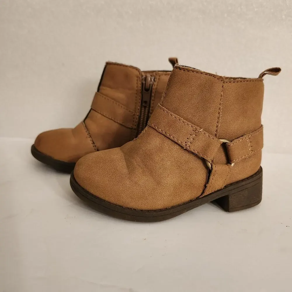 Oshkosh Toddler Girls Ankle Boots Size 5m Brown Zipper Pull Tag